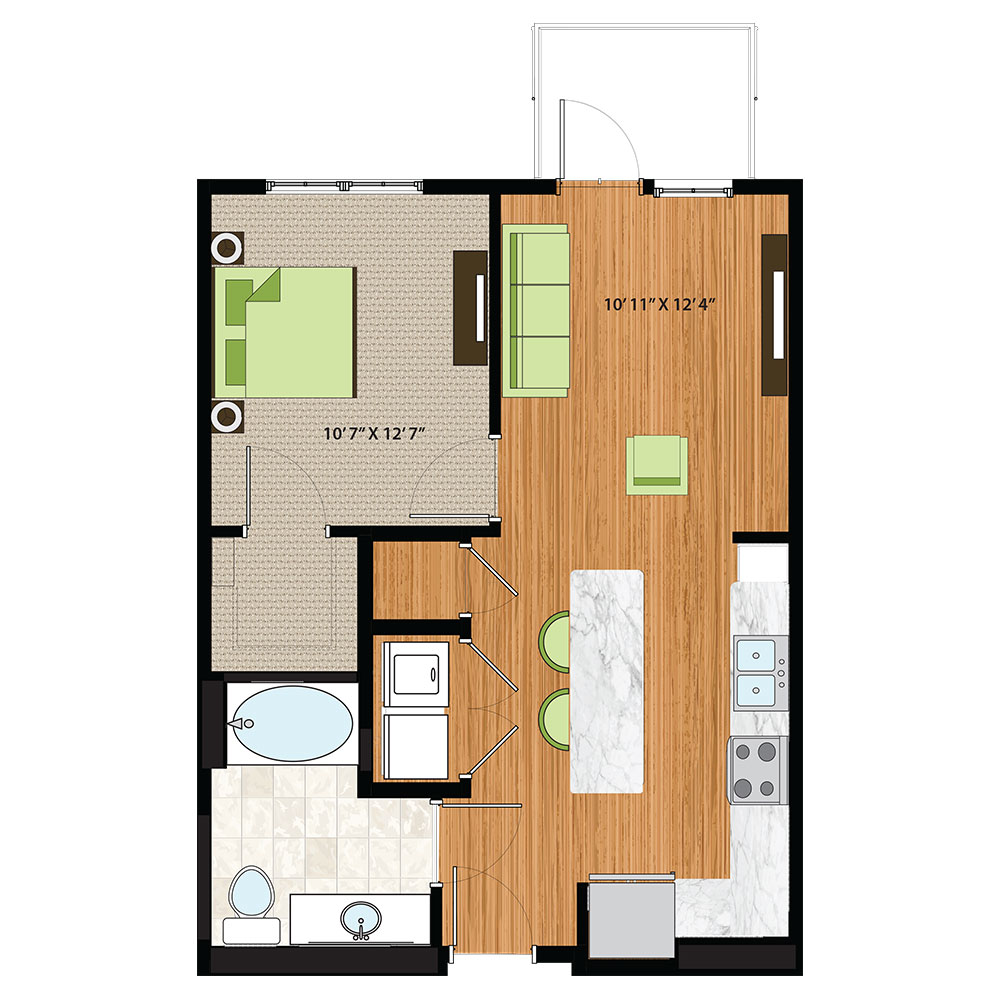 The Quin Schaumburg Apartments | One Bed / One Bath Accessible Floor Plan