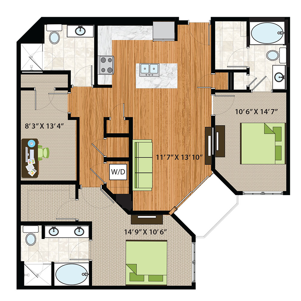 Birch Floor Plan | Schaumburg Apartments